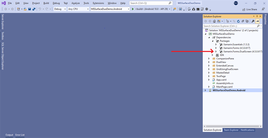 Xamarin.Forms.DualScreen nuget